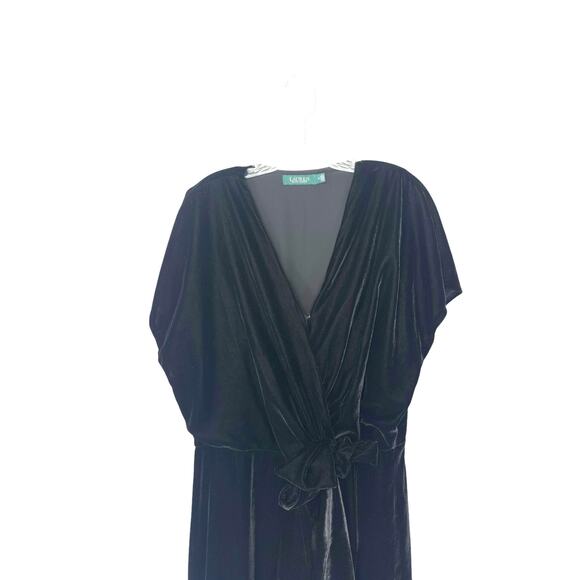 Lauren Ralph Lauren Women's Black Velvet Tie Waist Cocktail Hour Dress Size 14 - Picture 10 of 10